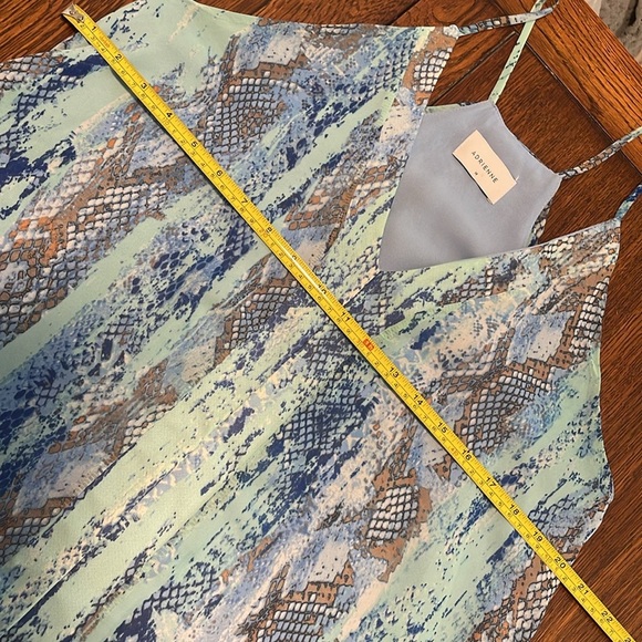 Adrienne V neck Spaghetti Strap Racerback Snake print blue green Tank Medium - Picture 4 of 8